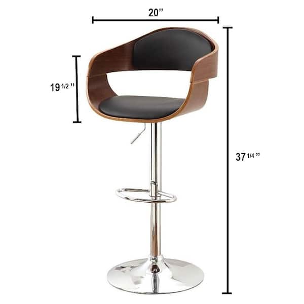 Boxil 25 in. Contemporary Style Bar Dark Oak, Black and Chrome
