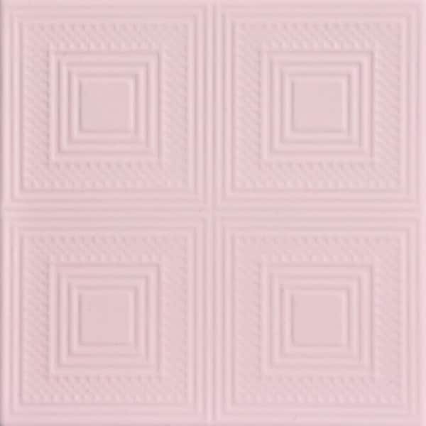 A La Maison Ceilings Nested Squares Powder Blush 1.6 ft. x 1.6 ft. Decorative Foam Glue Up Ceiling Tile (21.6 sq. ft./Case)