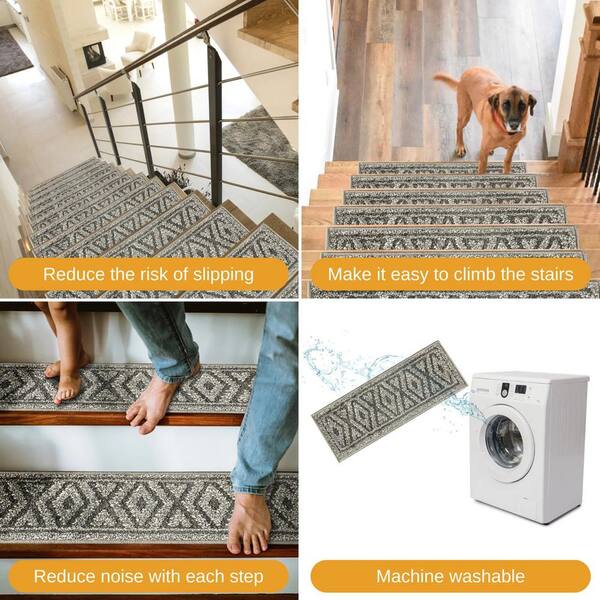 Rubber Stair Step Treads Mats Stone and Pebbles Outdoor Porch Traction -  Choices