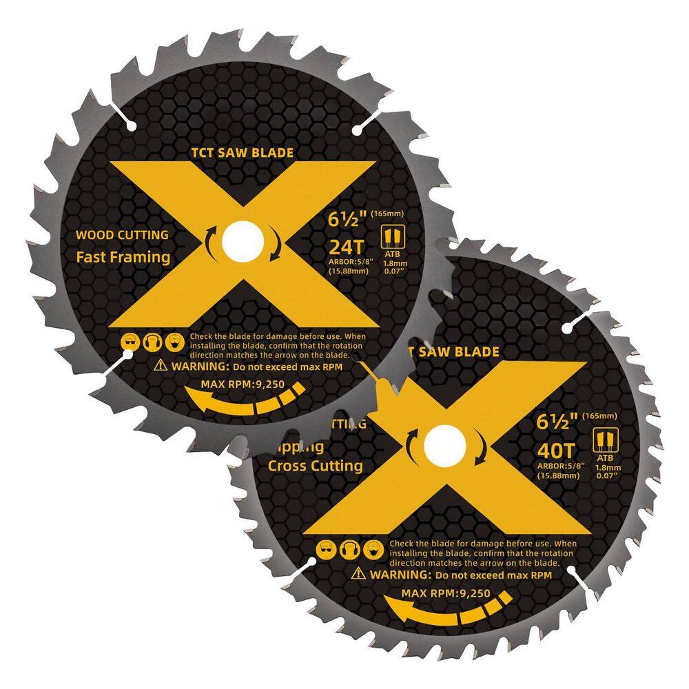 6-1/2 in. 24-Tooth Wood Cutting Tungsten Carbide Saw Blade Power Tool Accessory Circular Saw 2 Pack price history on PriceWatchPro