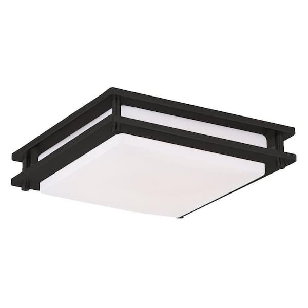 JR 12 in. Black LED Integrated Flush Mount 3CCT