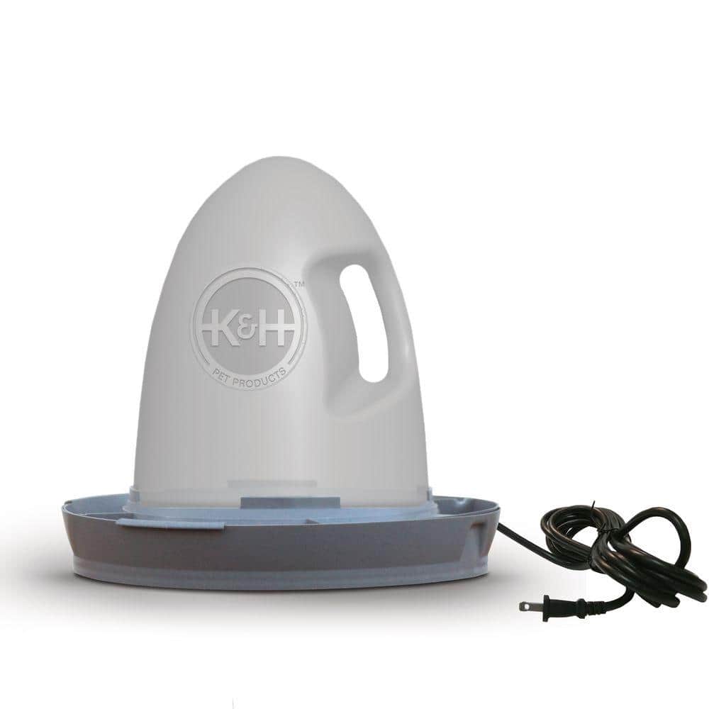 Gray Heated Plastic Poultry Waterer with Spill Proof Cap