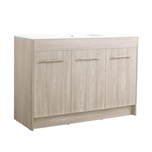 47.4 in. W x 18.1 in. D x 33.8 in. H Single Freestanding Bath Vanity in White Oak with White Cultured Sink Acrylic Top