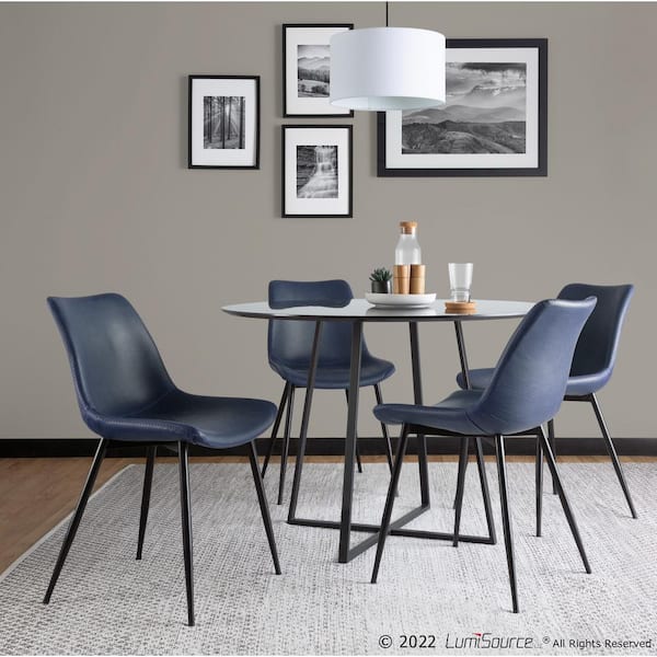 Durango Black Metal AND Blue Vintage Faux Leather Dining Chair (Set of 2)