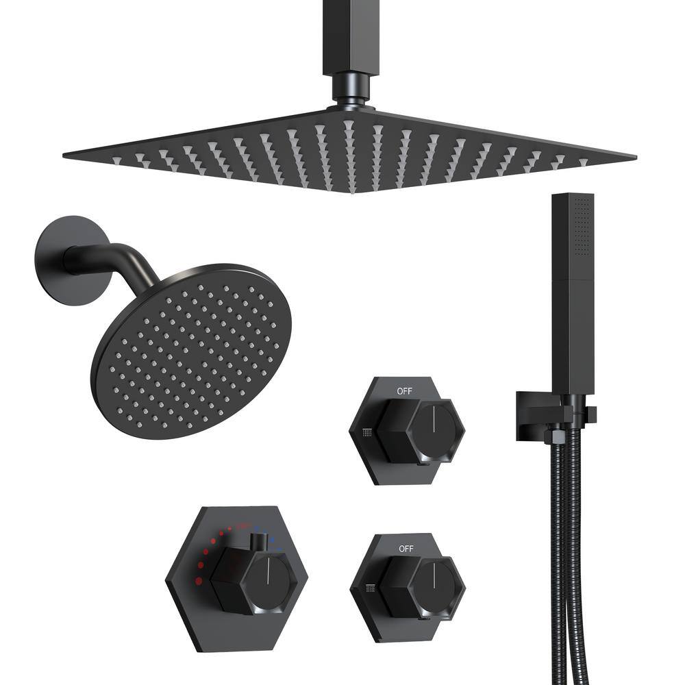 Everstein In Spray Patterns Dual Wall Mount Shower Heads With Gpm Sfs Bk The