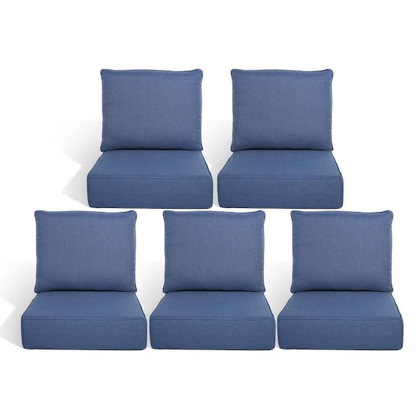 Duraolex 22 in. W x 24 in. D x 6 in. Thick 10-Piece Deep Seating Outdoor Lounge Chair Olefin Cushion, Blue