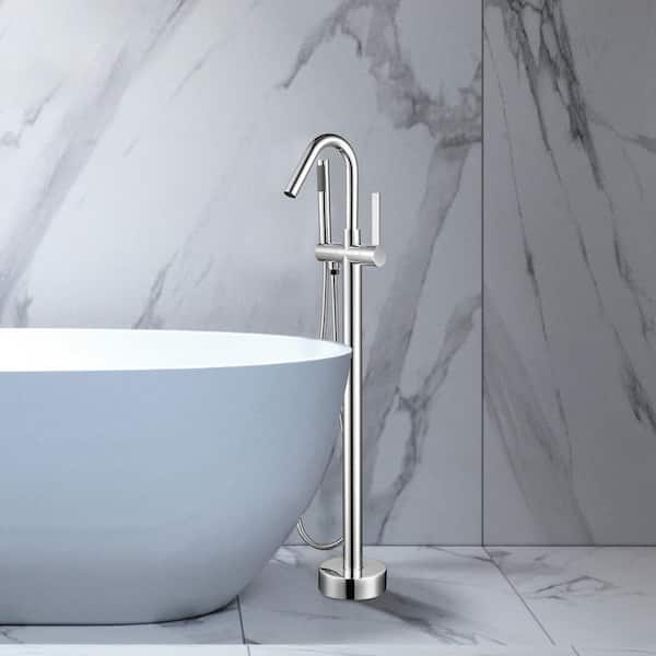 Vanity Art 40 in. H x 11 in. W Single Handle Claw Foot Tub Faucet with Hand Shower in Polished Chrome