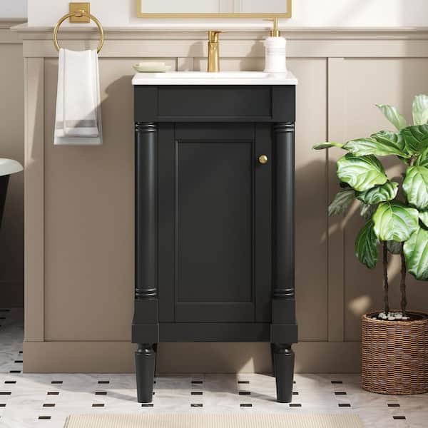 R*Y様 SOMABITO 1UNIT SOMATRIVAL BLACK Ziyudura 18 in. Single Sink Freestanding Black Bath Vanity with