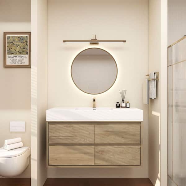Saggie 47 in. W. x 20 in. D x 28 in. H Single Sink Floating Bath Vanity in White Oak with White Acrylic Top