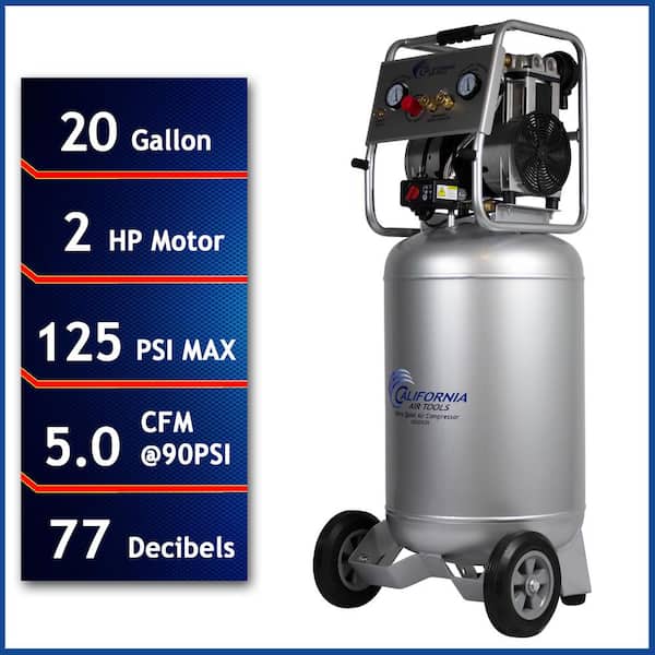 California Air Tools 20 Gal. 2.0 HP Continuous Ultra Quiet and Oil