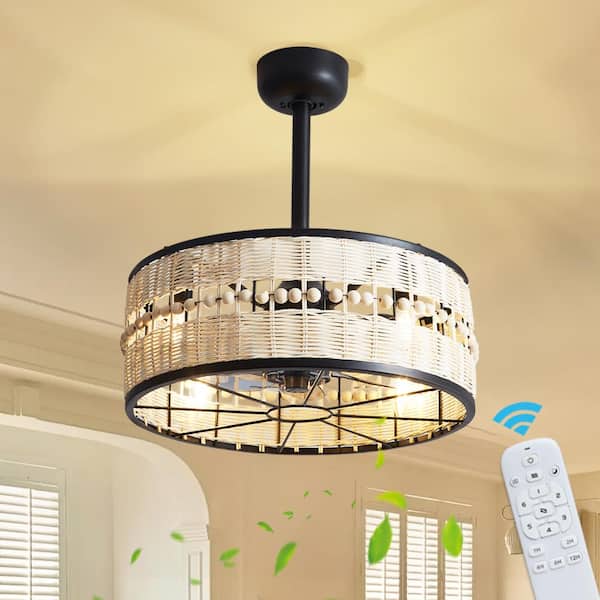 18.11 in. Farmhouse Indoor Boho Caged Ceiling Fan With Light 6-Speed Fan Lights with Memory Function and Remote Control