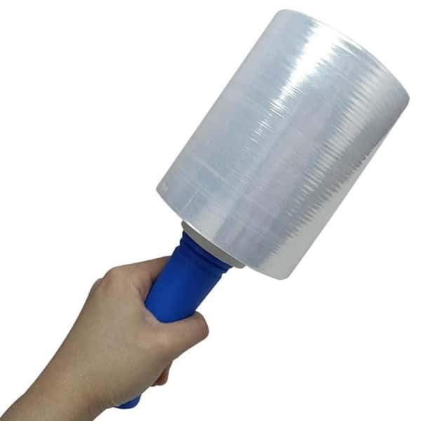 1.85 lb. 10.04×3.9×3.9 Plastic Industrial Strength Stretch Wrap Roll with Handle for Moving and Shipping