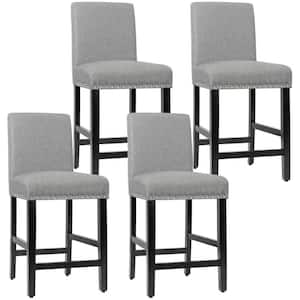 38 in. Upholstered Counter Stools Bar Stool High Back Wood Home Kitchen with Wooden Legs Grey (4-Pieces)