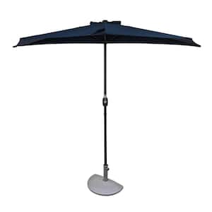 Lanai 9 ft. Polyester Half Market Patio Umbrella in Navy Blue