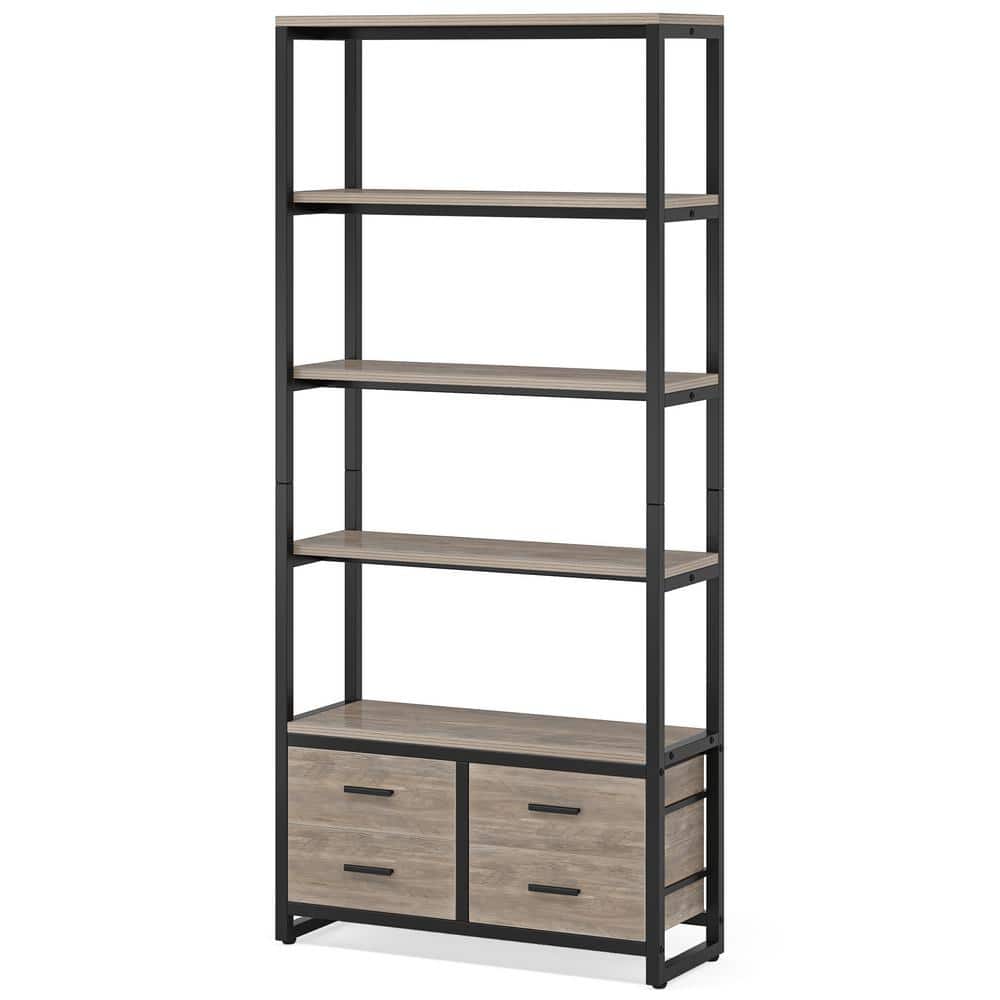 Tribesigns Earlimart 70.9 in Gray Bookcase, 5Tier Etagere Bookshelf