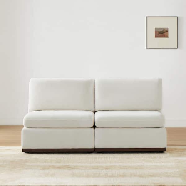 Galatea 68 in. Armless Fabric Rectangle Modern Modular Sofa with Wood Frame in White