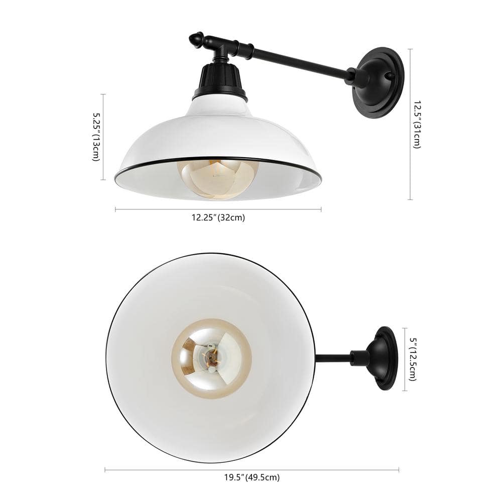 Wallace Satin White 12.25" Iron LED Dimmable Outdoor Sconce