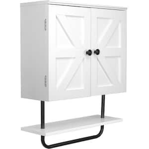 Excello 22 in. W x 27.5 in. H x 8 in. D Barndoor Stock Ready to Assemble Bathroom Wall Cabinet in White