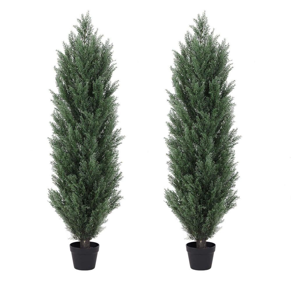2-Piece 48 in. Artificial Cedar Tree Monochrome pines in Pot for Garden price history on PriceWatchPro