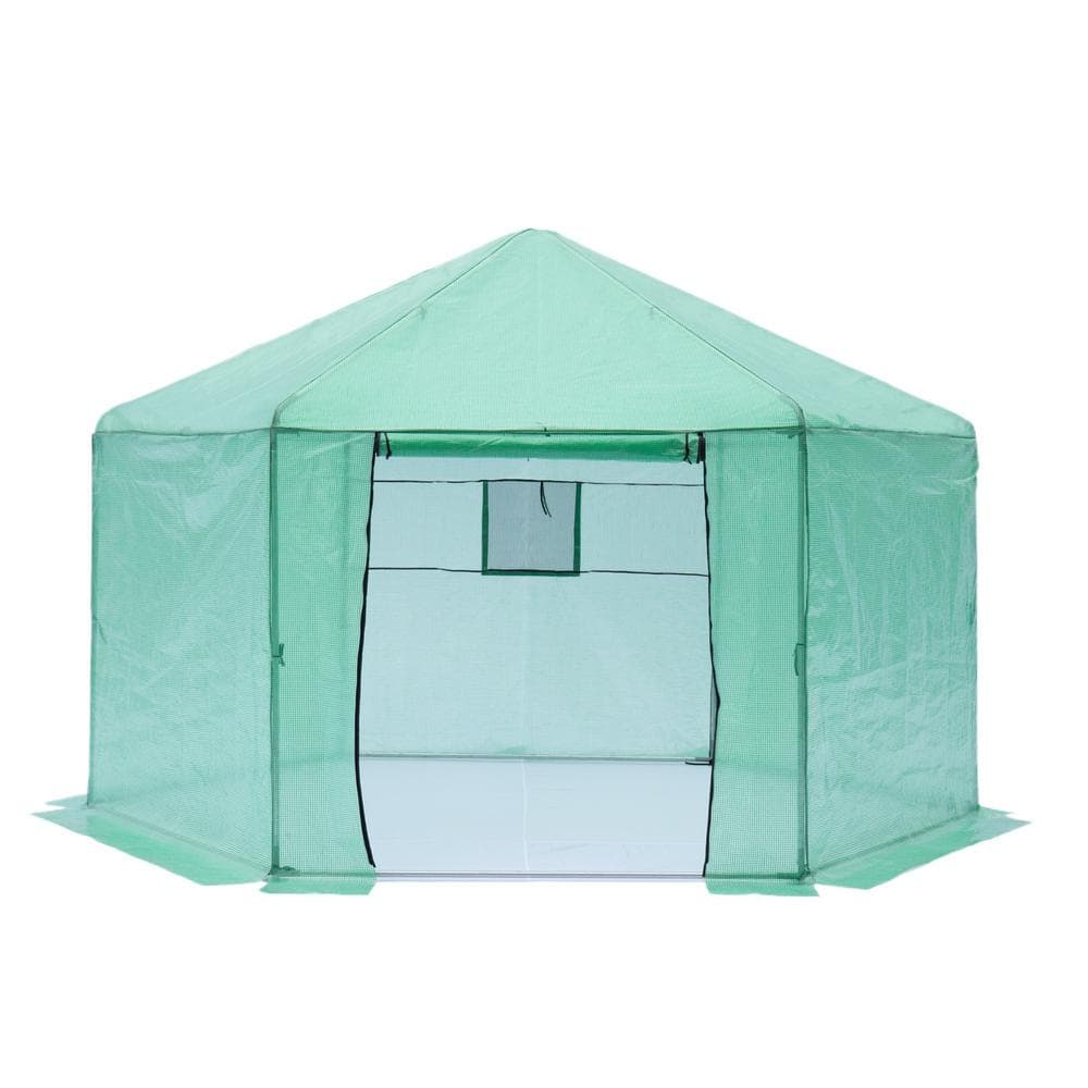 157 in. W x 157 in. D Walk-In Greenhouse Frame Heavy Duty Plastic Greenhous