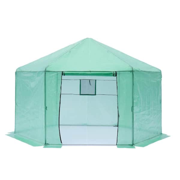 Unbranded 157 in. W x 157 in. D Walk-In Greenhouse Frame Heavy Duty Plastic Greenhouse Reinforced Thickened Waterproof