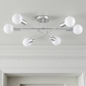 Merra 8-Light Nickel Modern Sputnik Chandelier for Dining Room with 4 ...