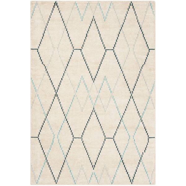 Stone Wash 4 ft. x 6 ft. Ivory/Blue Diamond Area Rug