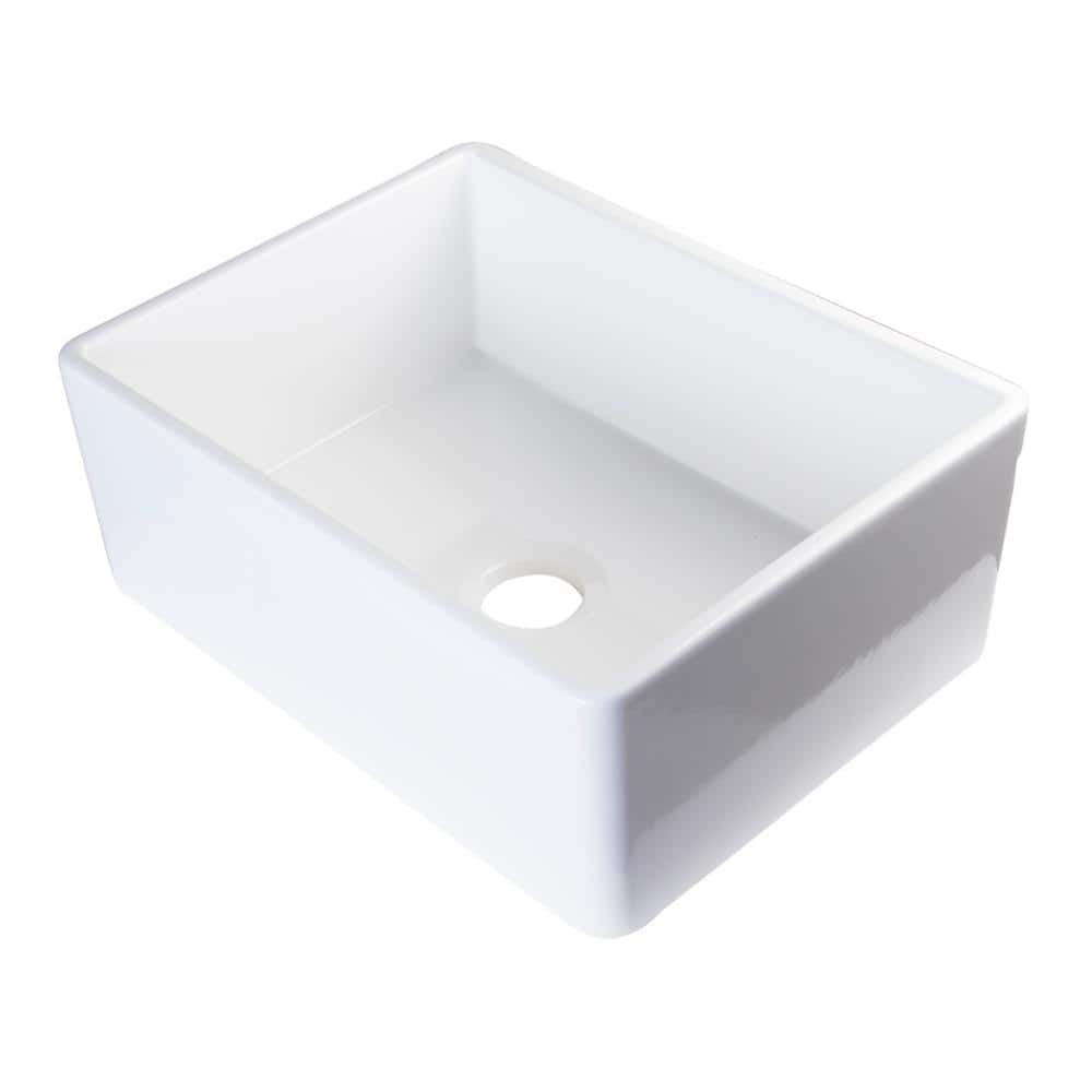 White Fireclay Farmhouse Apron Single Bowl Kitchen Sink