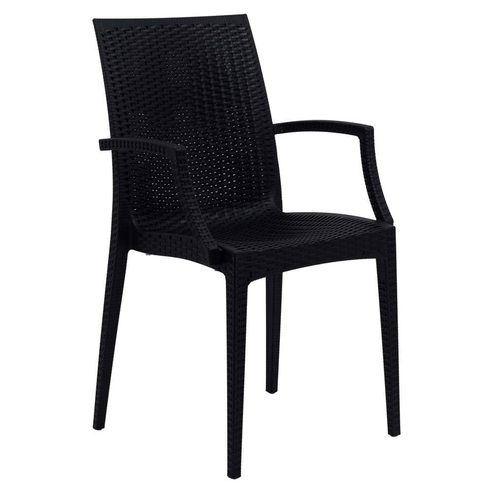 Black Mace Modern Stackable Plastic Weave Design Indoor Outdoor Dining Chair with Arms price history on PriceWatchPro