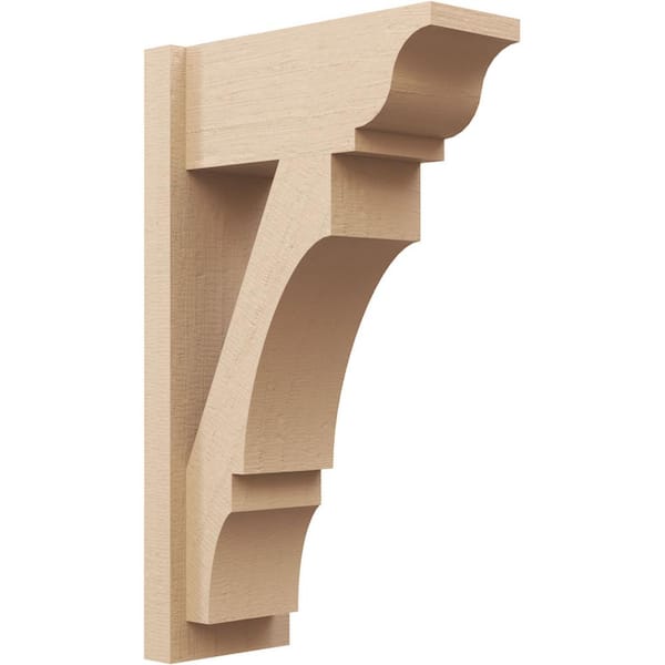 Ekena Millwork 8 in. x 30 in. x 18 in. Balboa Traditional Rough Cedar Woodgrain Timberthane Polyurethane Outlooker, Primed Tan