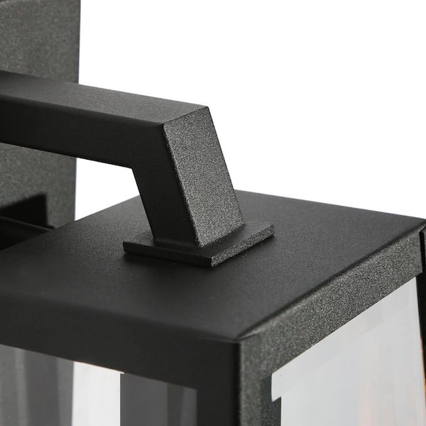 LNC Modern Textured Black 1-Light Outdoor Lantern Sconce Clear
