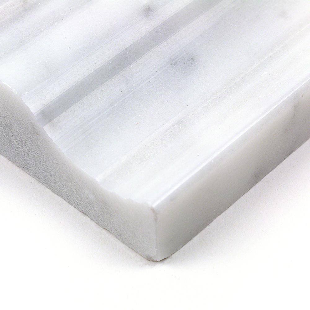 White Carrera Marble 4.75" x 12" Polished Tile Trim