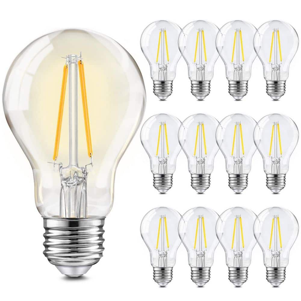 60-Watt Equivalent A19 Non-Dimmable Clear Glass Filament LED Light Bulb Soft White 2700K (12-Pack) price history on PriceWatchPro
