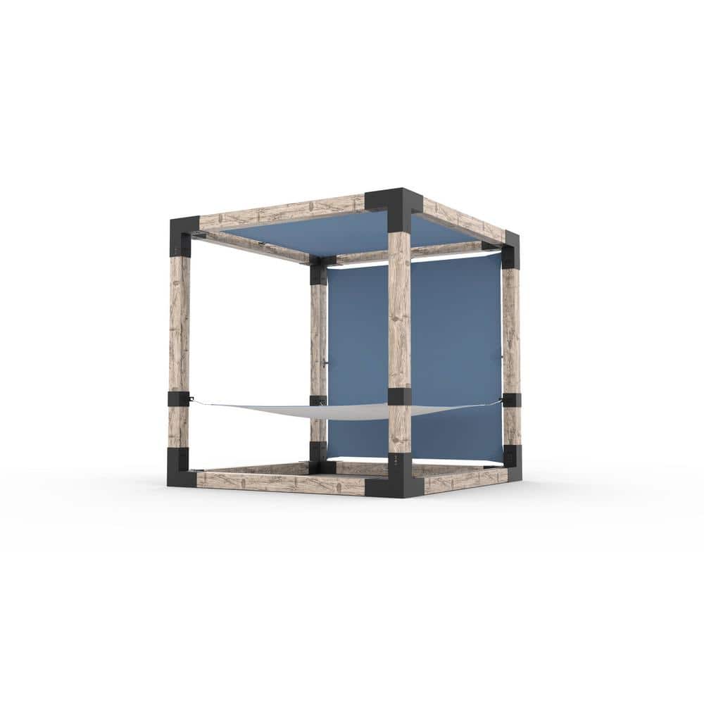 TOJA GRID 8 ft. x 8 ft. 2Person White Hammock Pergola Kit with 2 Denim