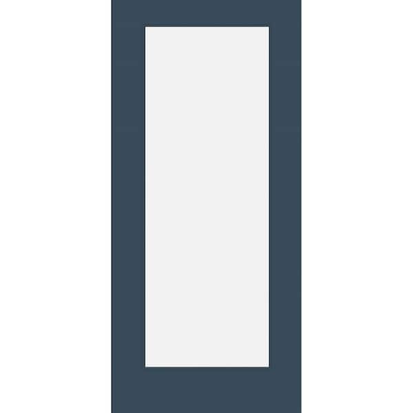 Steves & Sons Legacy 30 in. x 80 in. Universal Handing Full-Lite Clear Glass Dark Denim Finish Fiberglass Front Door Slab