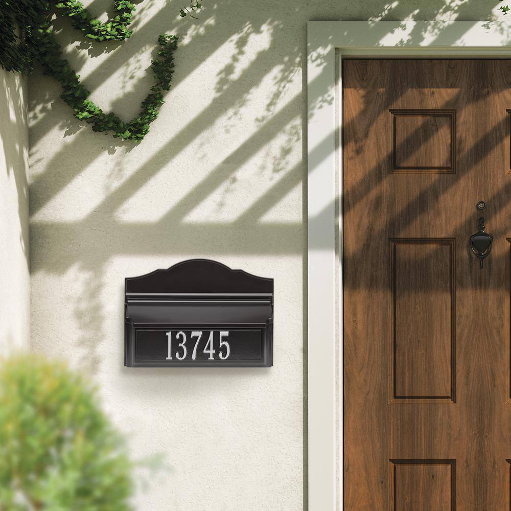Black and Silver Aluminum Wall Mount Mailbox with Address Plaque