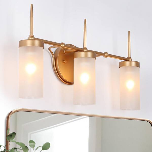 Zevni 22 in. 3-Light Transitional Dark Gold Bathroom Vanity Light ...