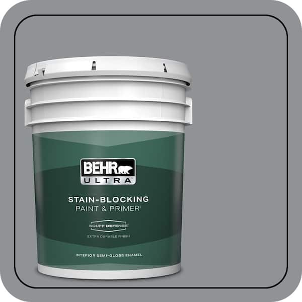 BEHR ULTRA 5 gal. #PPU26-05 Flint Gray Extra Durable Semi-Gloss Enamel Interior Paint & Primer
