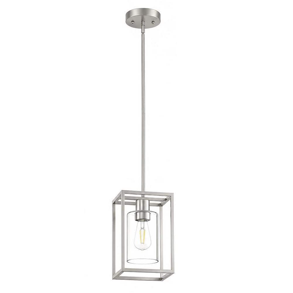 3-Light Nickel Industrial Cage Pendant Light with Square Metal Shade and Clear Glass Cylinder Shade for Kitchen Island price history on PriceWatchPro