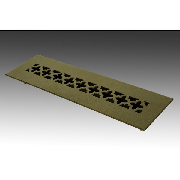 SteelCrest Victorian 12 in. x 2.25 in. Oil Rubbed Bronze Powder Coat Steel Floor Vent with Opposed Blade Damper