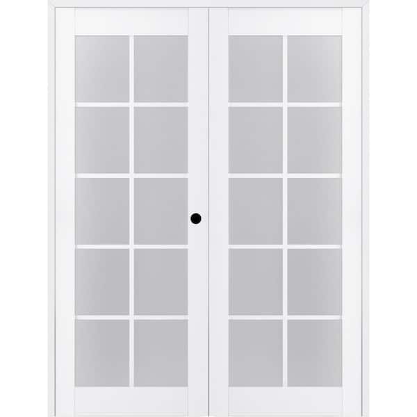Belldinni 48 in. x 80 in. Left Hand Active 10-Lite Frosted Glass Bianco Noble Finished Wood Composite Double Prehung French Door