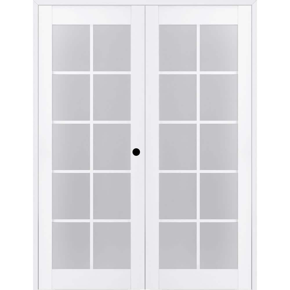 Palladio 10-Lite Frosted Glass White Wood Composite Prehung French Door