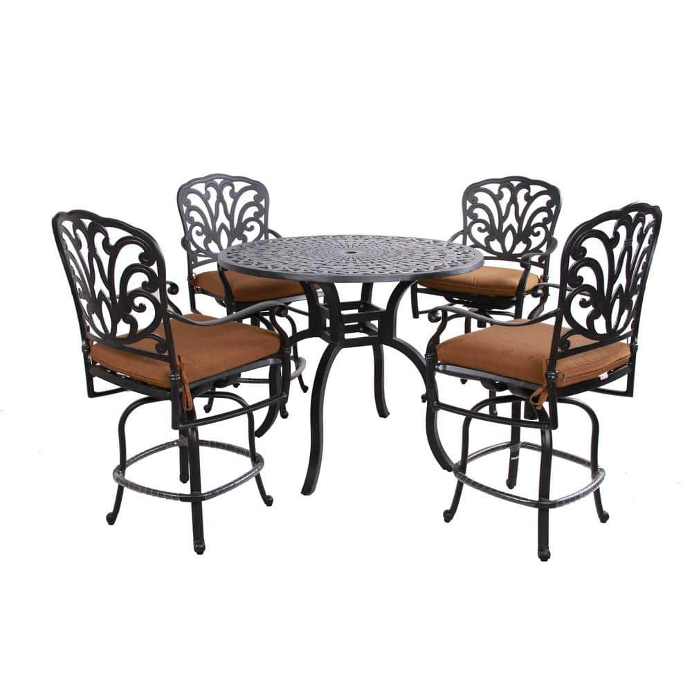 Oakland Living Hampton Counter Height 5 Piece Patio Bar Set With Sunbrella Cushions 7204 7205 9 2963