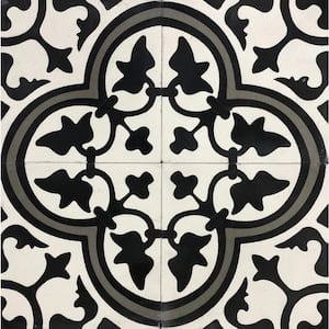 KCT 01 Black, White, Grey 8 in. x 8 in. Regular Handmade Floor/Wall Cement Tile (7.11 sq. ft./Box)