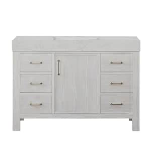 Leon 48 in. W x 22 in. D x 34 in. H Single Freestanding Bath Vanity in Washed White with White Composite Stone Top