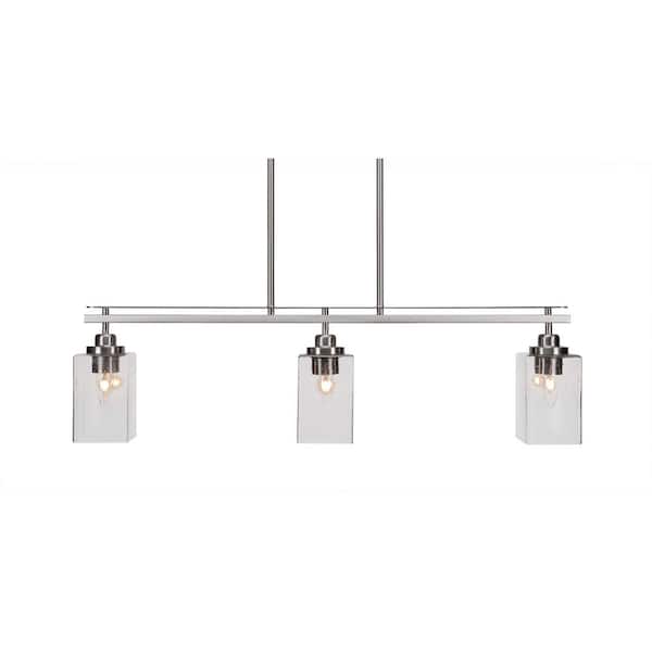 Unbranded Monroe 3-Light Brushed Nickel, Billiard Light, Any room with 4 in. Clear Bubble Glass Shades no bulbs included
