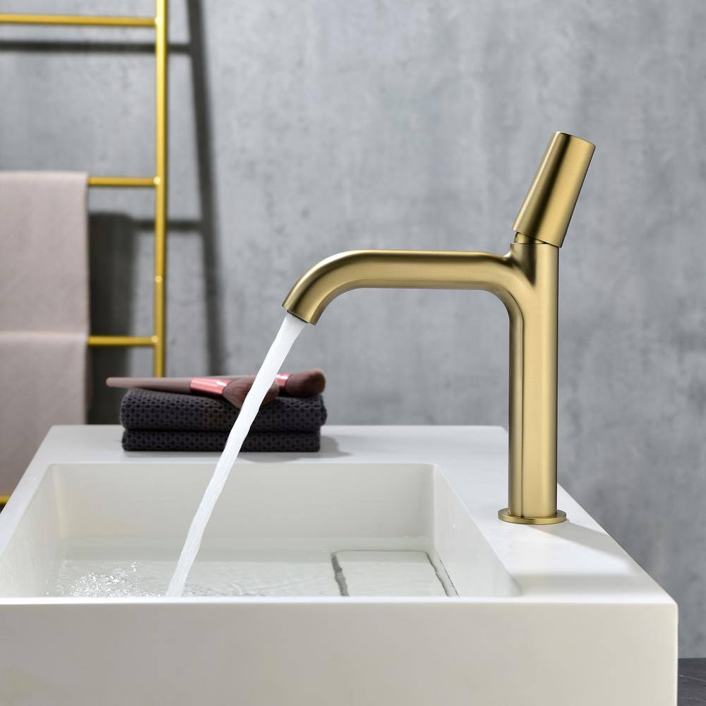 Brushed Gold Brass Single Handle Bathroom Faucet