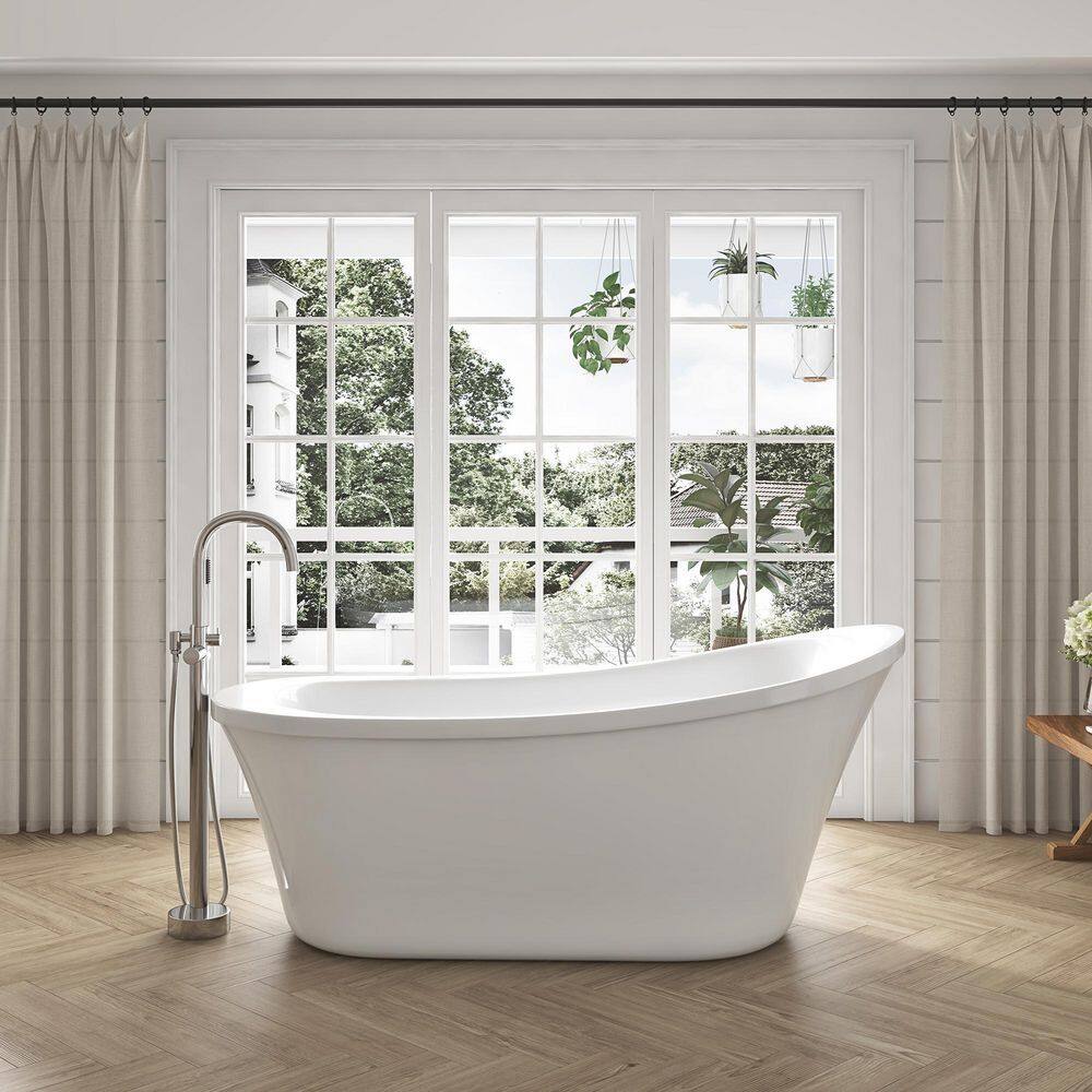 OVE Decors Ruby 65 in. Acrylic Freestanding Flatbottom Bathtub in White ...