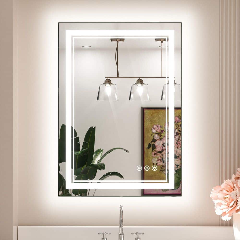 20 in. W x 28 in. H Rectangular Frameless LED Light Anti-Fog Wall Bathroom Vanity Mirror with Frontlit and Backlit price history on PriceWatchPro
