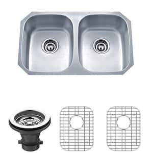Specialty Series Stainless Steel 30 in. 50/50 Double Bowl Undermount Kitchen Sink Package